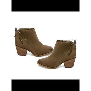 AQUA COLLEGE Womens Green Waterproof Back Pull Tab Nancy Leather Booties 11 M